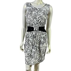 Vintage 1980s Animal Print Skirt Suit Set Zebra Leopard Black White Small USA